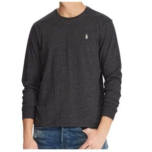 Ralph Lauren Polo Dark Gray Long-Sleeve Polo Crew Neck Shirt for Men L